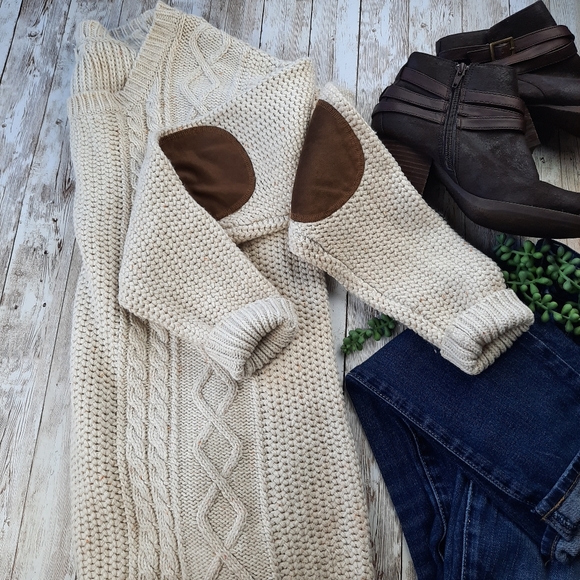 Urban Outfitters Sweaters - Urban Outfitters Cream Sweater with Elbow Patches